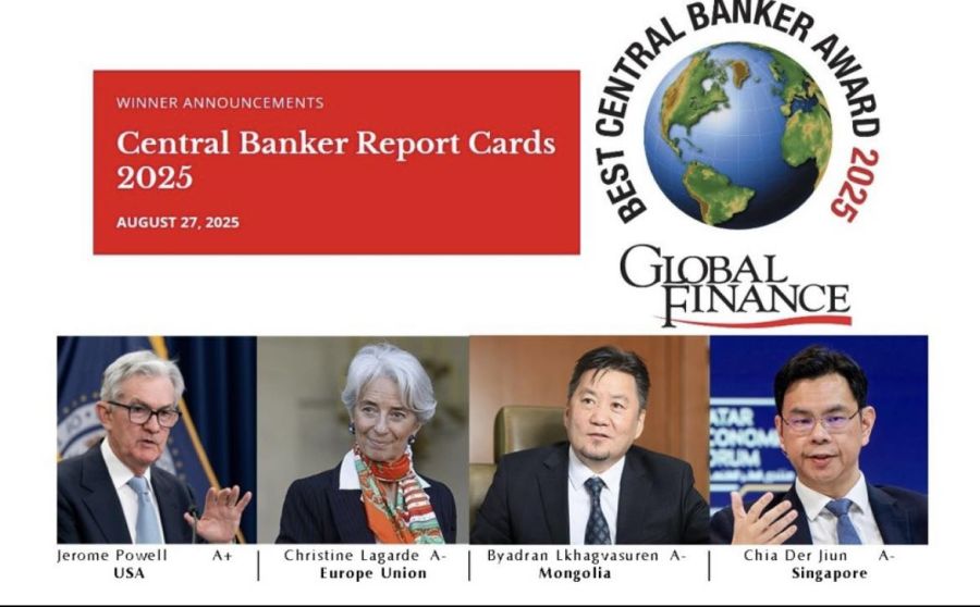 Governor of the Bank of Mongolia Named Among Top Central Bank Leaders